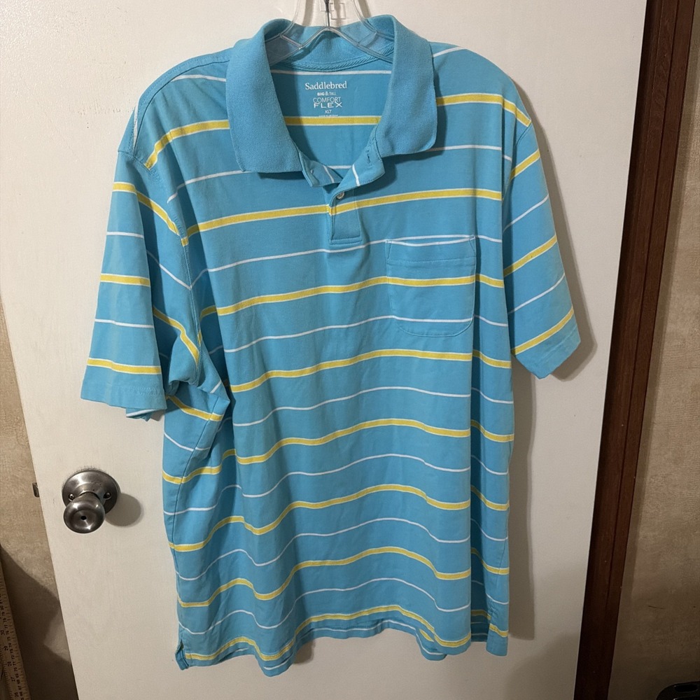 Saddlebred Men's Polo Shirt Light Blue Collared Shirt Size XLT